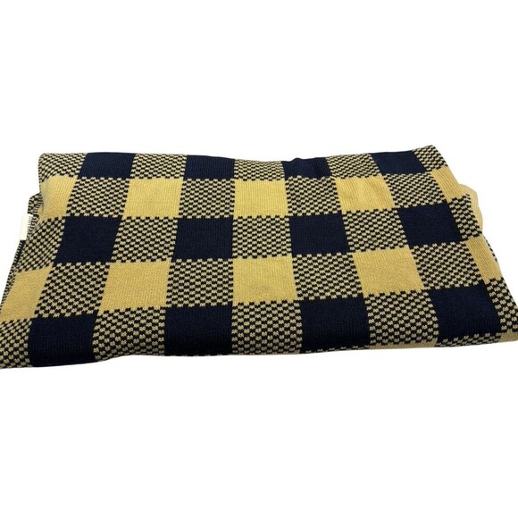 STOREHOUSE Decorative Throw Blanket Blue Brown Gingham Checkered Soft 62x50